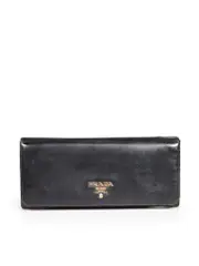 Black Saffiano Leather Flap Wallet