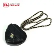 Chanel Ap2783 Coco Mark Cc Neck Strap Mini Heart Shape Coin Purse Wallet Case Bl