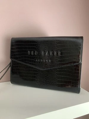 Ted Baker Croc Effect Envelope Pouch/Clutch Bag - Black