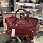 ⭐️香榭屋精品店⭐️ BALENCIAGA PART TIME 巴黎世家酒紅色全皮金釦機車包 手提肩背包(XB7288)