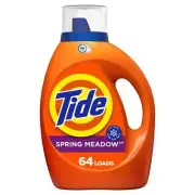 Tide Liquid Laundry Detergent, HE Compatible, Spring Meadow Scent, 84 fl oz, 64