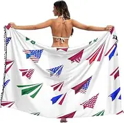 [RPLIFE] Cute Plane Red White Blue Coverups Bathing Suits Sarong, Summer Pool Sarongs for Women, Large, Cute Plane Red White Blue, Large