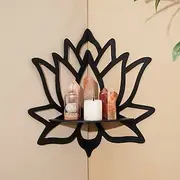 DIY Floating Shelf, Black/White Minimalist Lotus Wall-Mounted Display Rack, Candle Holder Storage Shelf, Home Decor Corner Shelf (Nails Not Included)