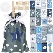 NOLITOY Advent Calendar Christmas Calendar 24pcs Christmas Fabric Drawstring Pouches Decorative Versatile Candy Pouches