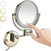 LED Lighted Makeup Mirror with Magnification, Double Sided Vanity Mirror, 360° Rotation Cosmetic Mirrors- for Bathroom Zirconium Gold,10X