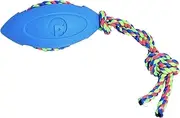 Petface 25035 Rugby Tugger Dog Toy with Rubber and Rope, Blue, Large
