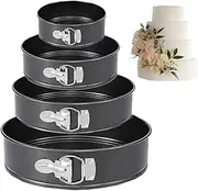 Springform Cake Pan Set of 4 (4, 7, 9, 10 Inch) Round Leakproof Nonstick Cheesecake Pans with Removable Bottom Carbon Steel Bakeware