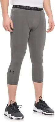 UNDER ARMOUR MENS HEATGEAR COMPRESSION ¾ LEGGINGS GRAY #1291328-NWT