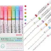 Blelsa Curve Highlighter Pen Set, 6Pcs Flownwing Flair Pens with 6 Different Curve Shape Fine Tips, D Curve Pens Highlighter, Craft Pens and Markers Assorted Colors for Wr Blue