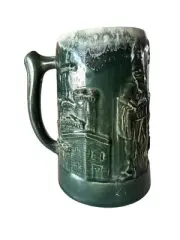 Vintage German 6 Inch Dark Green Beer Stein, 1970 With A Shamrock Makers Mark