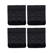 4x Triumph 3 Hook Bra Extender Extension Band Fastener Clip On Strap Black Bulk