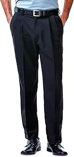 [Haggar] Men's Cool 18 Hidden Expandable Waist Pleat Front Pant-Regular and Big & Tall Sizes