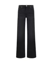 RE/DONE Logo Patch Mid Rise Jeans 26 ONYXFADE