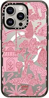 [CASETiFY] Impact Case for iPhone 15 Pro Max [4X Military Grade Drop Tested / 8.2ft Drop Protection/Compatible with Magsafe] - Animal Prints - Cheetah Paradise Pink - Clear Black