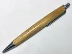 Single tube click pen, black locust wood, satin chrome hardware, Parker refill
