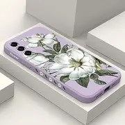 [LEECG] for Samsung Galaxy S21 FE Case Creative Flower Pattern Design Phone Cover Slim Soft Silicone Protective Case for Samsung S21 FE 6.4 inch-Cotton Purple
