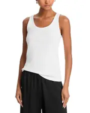 Eileen Fisher Cotton Stretch Baby Rib Scoop Neck Tank
