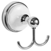 Savannah Knob Robe/Towel Hook in Polished Chrome and White