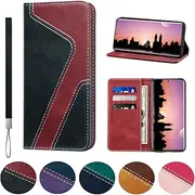 WANDI QAQ Samsung Galaxy S20 FE Case Leather flip Wallet with Hanging Rope Card Holder Slots Magnetic Folio Shockproof Proof Protective Mix Colors Style Galaxy S20 FE 5G Cover -Black&Red