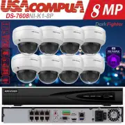 Hikvision 8CH IP Security Camera System POE 4MP AcuSense Outdoor Dome Vandal