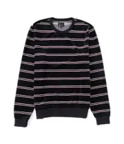 BRIXTON Men's Crew Knit Sweatshirt SHIELD VELVETEEN - Black - Large - NWT