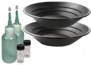 Sluice Monkey (2 Pack) 10" Black Gold pan panning kit with 4-oz Sniffer Bottles