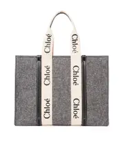 Chloé Large Woody Tote Bag in Cashmere Gray