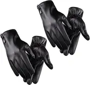 [Minkissy] Leather Riding Gloves Waterproof Windproof Warm Gloves for Men Touchscreen Outdoor Accessories