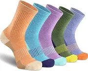 [Gonii] Crew Socks Women's Hiking Running Compression Cushioned Arch Support Athletic Socks 5-Pair