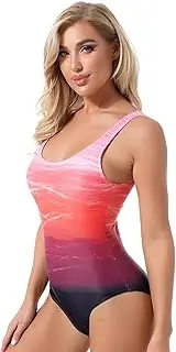 [FEESHOW] Women's One Piece Swimwear Backless Monokini Swimsuit Strappy Dance Workout Leotard Bodysuit