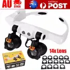 Loupe Head-Mounted Magnifying Glass Headband Light 2 LED Lamp Jeweler Magnifier