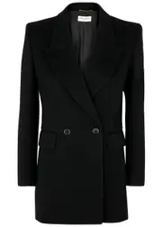 Saint Laurent Double-breasted Wool Blazer - Black - 12 12