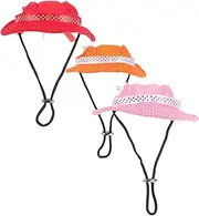 GREENADSCAPE 3Pcs Dog Sun Hat with Ear Holes Lightweight Mesh Sun Protection Cover for Dogs Stylish Outdoor Cap for Summer Parties Comfortable and Durable Pet Headwear