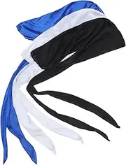 [Minkissy] 3pcs Men's Pirate Bandana Turban Hat Long Tail Wave Cap Soft Comfortable Polyester Headwear for Party Daily