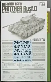 Tamiya 1/35 Scale Panther Ausf. D - Decals & Directions from Kit No. 35345