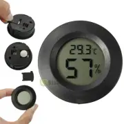 Digital Cigar Humidor Hygrometer Thermometer Temperature Round Black Retro