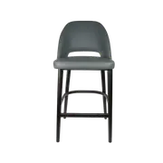 Durafurn 750mm High Anthracite Vinyl Semifreddo Bar Stool with Black Beech Wood Legs