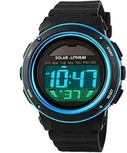 [SKMEI] S-Shock Multi Function Digital LED Quartz Watch Solar Power Black Sport Watches