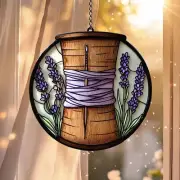 Acrylic Skein & Lavender Suncatcher | Sewing Lover Gift, Tailor Window Decor
