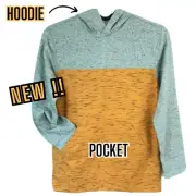 Boys NWT Pocket Hoodie size Medium 8 Yellow Gray Space Dyed Jersey Wonder M