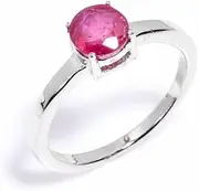 [HIMALYA QUARTZ] Women's Engagement Ring 925 Sterling Silver Natural Stone Ring With Round Shape Cut Stone Glass Filled Ruby Gemstone Ring