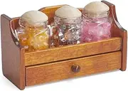 Odoria Dollhouse Spice Rack Miniature: 1/6 Scale Glass Jar Shelf for Kitchen Pantry Dining Room - Mini Shelving Container Bottle Seasoning Canister for Crafts Red Brown