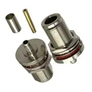 Connector N Female Bulkhead Crimp RG58 RG142 LMR195 RG400 Cable RF Coaxial 10pcs