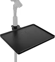 Geekria for Creators Microphone Stand Tray, Clamp On Shelf, Adjustable Rack Holder, Sound Card Tray, Clamp-On Rack Tray Attachment Suitable for Stage, Live Streaming, Recording (Black/Large)