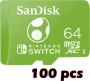 100pcs SanDisk 64 GB Micro SDXC Memory Card for Nintendo Switch/Lite Green Yoshi