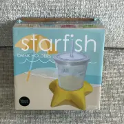 Starfish Outdoor Beach Cup Holder Beach Camping Coaster Sand 4Pc Set w/ Mesh Bag