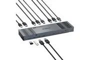 Simplecom KM490 HDMI and DisplayPort Dual Monitor KVM Switch for 2 Computers with 4-Port USB 3.0 Hub 5Gbps 8K@60Hz