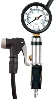 Universal Bicycle Tire Inflator Gauge with Auto-Select Valve Type - Presta an...