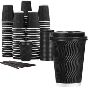 12 Oz Disposable Coffee Cups with Lids50 Pack Insulated Hot Cups to Go Paper cup