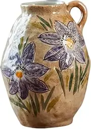 Vintage Flower Vase Single Ear Hand-Painted Ceramic Vase Shelf Decor Vases for Decor Decorative Farmhouse Vase Home Decor for Room Bathroom Bedroom Kitchen Office Desk (Color : Iris)